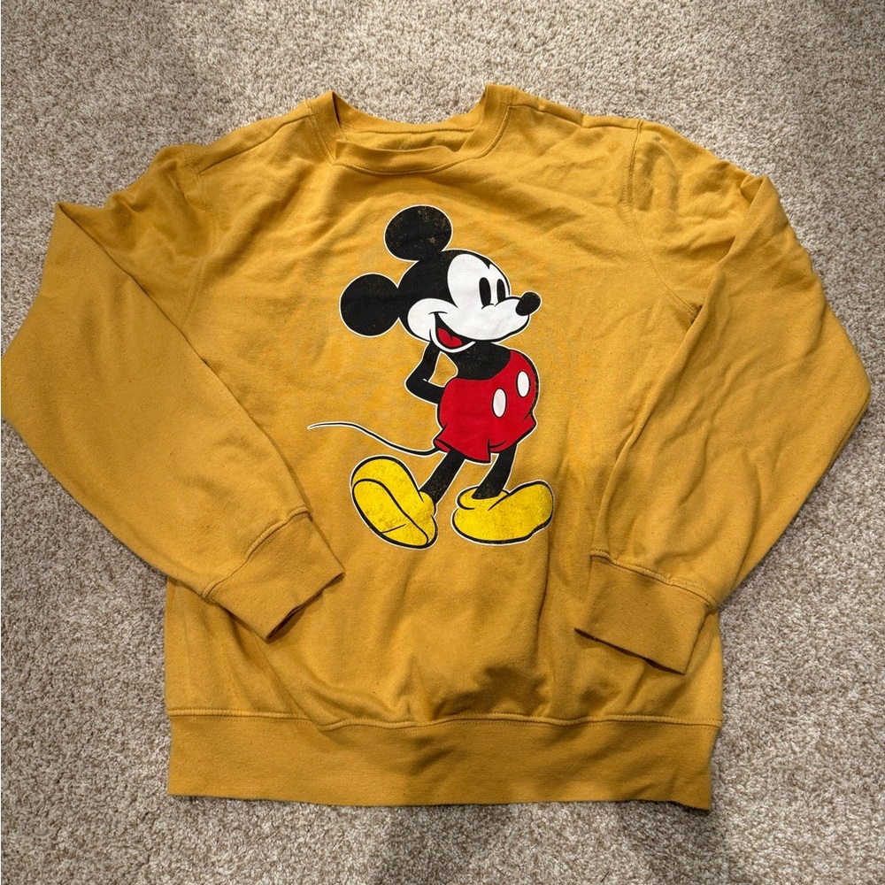 Disney Women's Mustard Mickey Mouse Sweatshirt